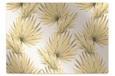 Podložka pod stoličku na kolieskach Zlaté palmové listy na béžovom,