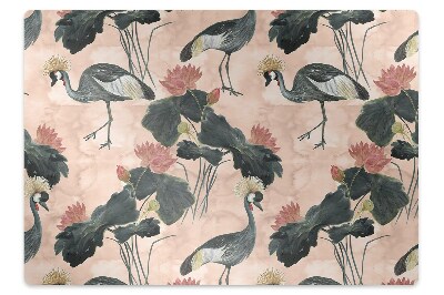 Podložka pod stoličku Žeriavy a lotosy na ružovom pozadí,