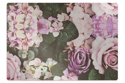 Podložka pod stoličku na kolieskach Kvetinový vzor s ružovými ružami,