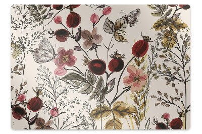 Podložka pod stoličku Kvetinový vzor s motýľmi a listami,