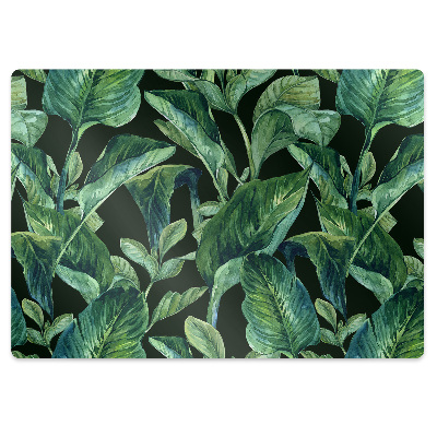 Podložka pod stoličku na kolieskach Zelené tropické listy na tmavom pozadí,