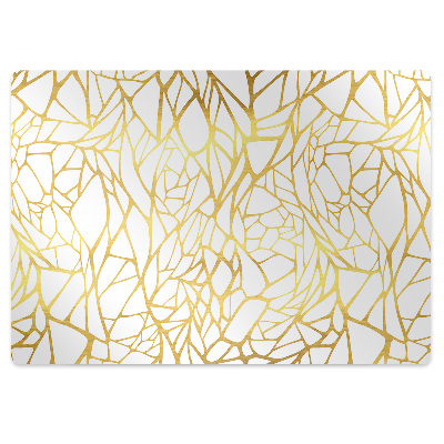 Podložka pod stoličku na podlahu Zlaté abstraktné vetvenie na bielej,