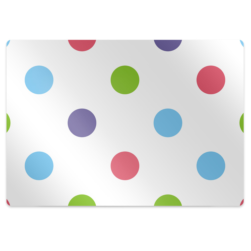 Podložka pod stoličku na kolieskach Farebné veľké bodky na bielej,