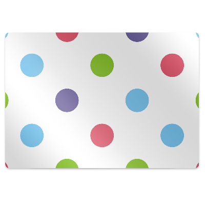 Podložka pod stoličku na kolieskach Farebné veľké bodky na bielej,