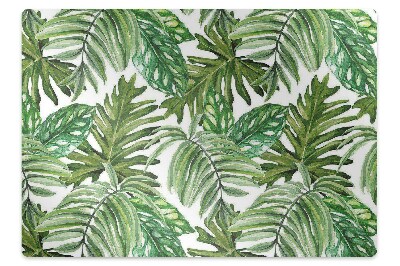 Podložka pod stoličku na kolieskach Tropické listy monstera a palma,