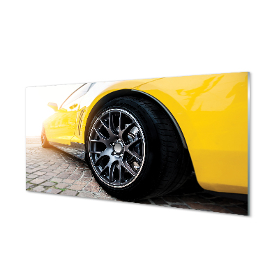 Sklenený obraz Žlté auto koleso strana