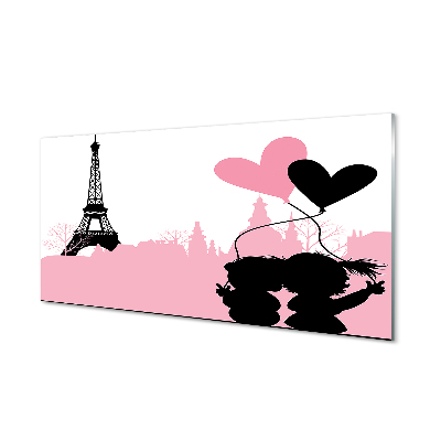 Sklenený obraz Srdcia mesto Eiffelova veža