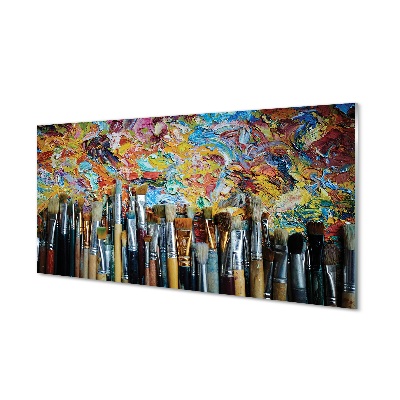 Skleneny obraz Paintbrushes farebné ťahy štetcom