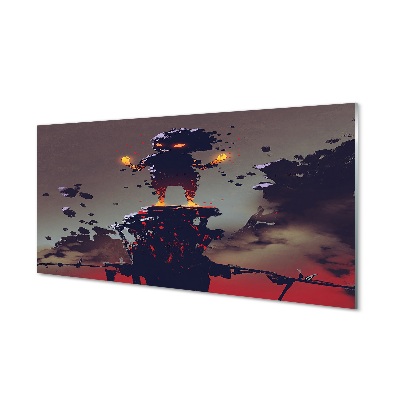 Obraz na skle Postava dym oheň kamene