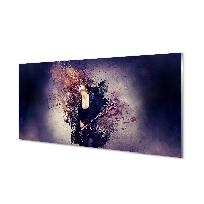 Skleneny obraz Ženské gitarové tóny škvrny od farby a dymu