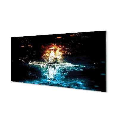 Sklenený obraz Meč oranžový a modrý dym