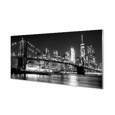 Obraz na skle Čiernobiely most nebeské mrakodrapy