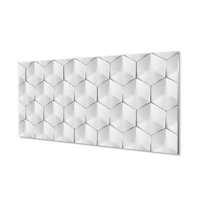 Skleneny obraz Biele šesťuholníky 3d