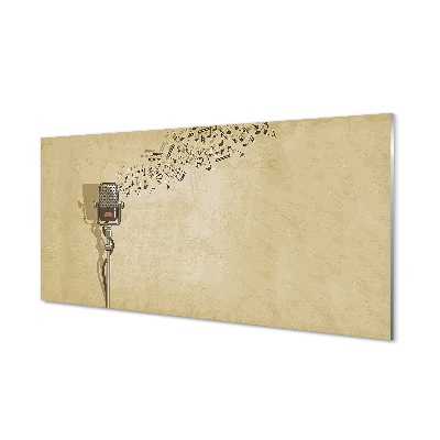 Sklenený obraz Noty mikrofónu béžové pozadie