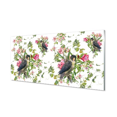 Obraz na skle Vtáky na vetve