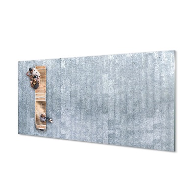 Skleneny obraz Ľudia na lavičke zhora