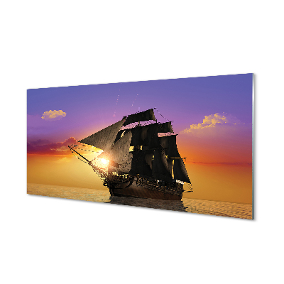 Skleneny obraz Plachetnica pri západe slnka