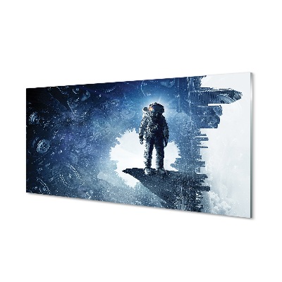 Sklenený obraz Astronaut kozmos mesto