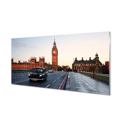 Sklenený obraz Big Ben ulice autá cesta