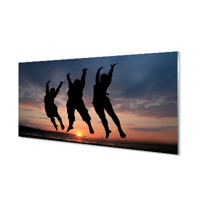 Sklenený obraz Ľudia na západe mraky