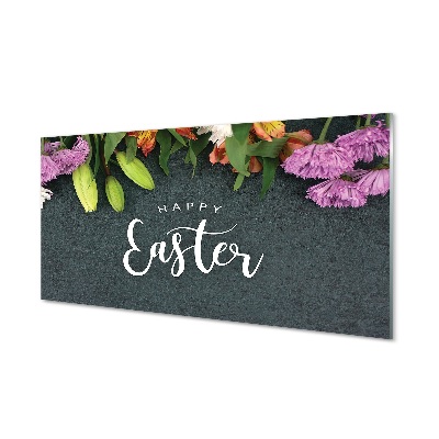 Sklenený obraz Veselé veľkonočné kvety