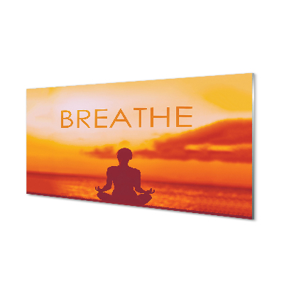 Sklenený obraz Žena na oranžovom pozadí Dýchať