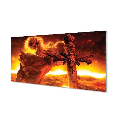 Obraz na skle Strašidelná postava s lebkou a mečom