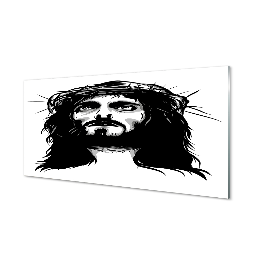 Obraz na skle Čiernobiela ilustrácia Ježiša