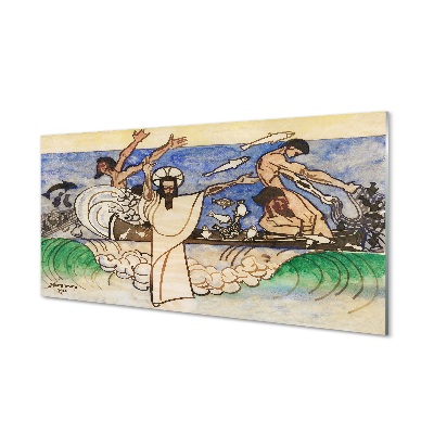 Skleneny obraz Skica Ježiša na mori