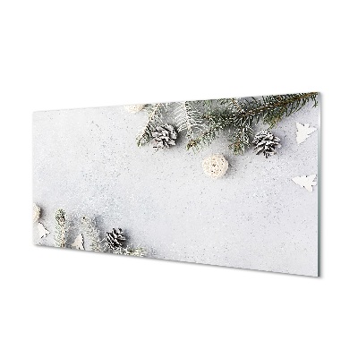 Sklenený obraz Snehové šišky z vetvičiek