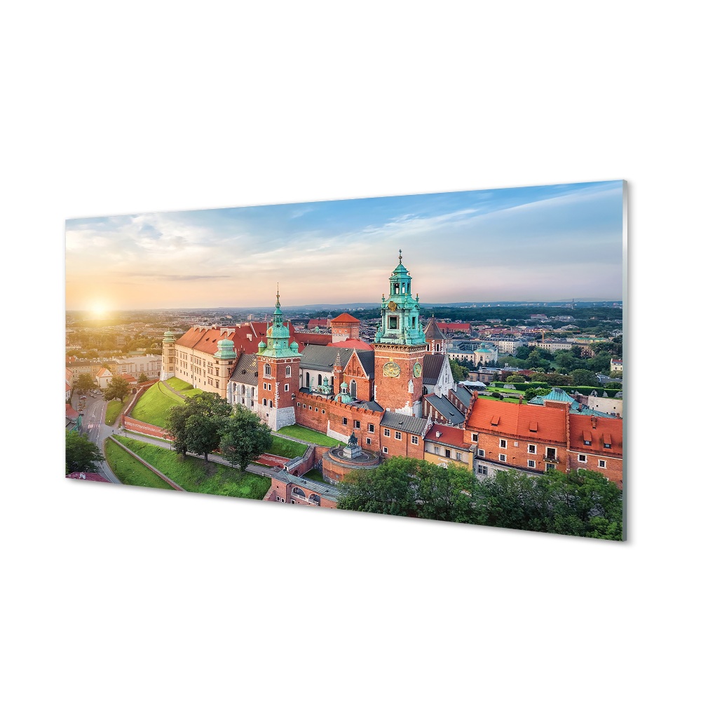 Obraz na skle Krakov Hrad Wawel Východ slnka