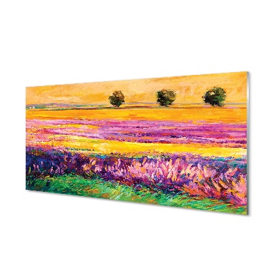 Sklenený obraz Stromy obloha pole maľba