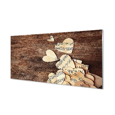 Obraz na skle Srdcia v notovom vzore