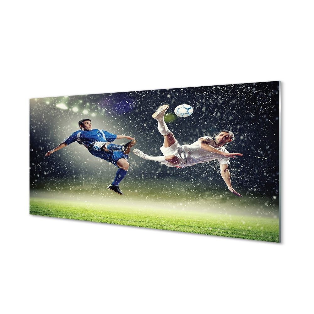 Sklenený obraz Futbalový zápas v daždi