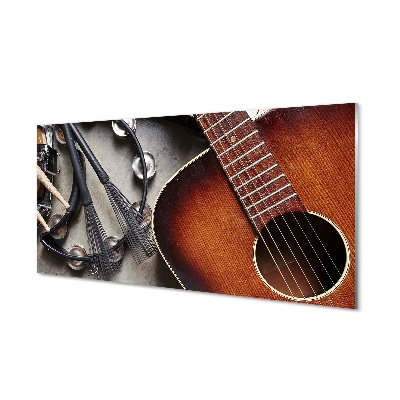 Skleneny obraz Gitara mikrofón tamburína