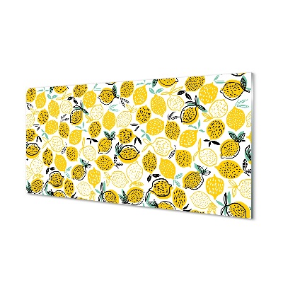 Skleneny obraz Vzor citrónov a listov