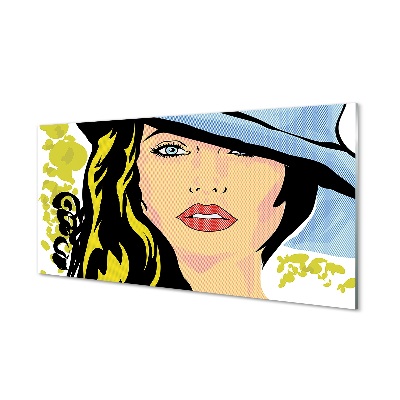 Sklenený obraz Žena klobúk pop art