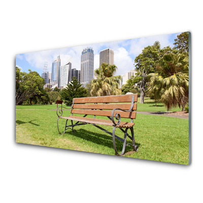 Sklenený obraz Park Mrakodrapy Lavička