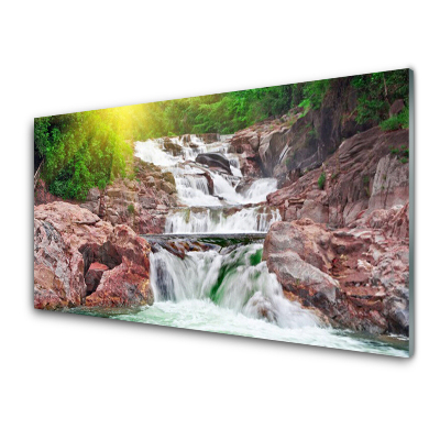 Sklenený obraz Potok Hory Skaly