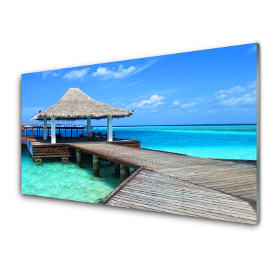 Obraz na skle Dom pri morskom moste