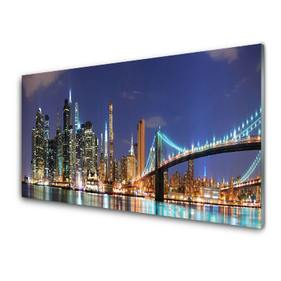 Sklenený obraz Most Mesto v noci