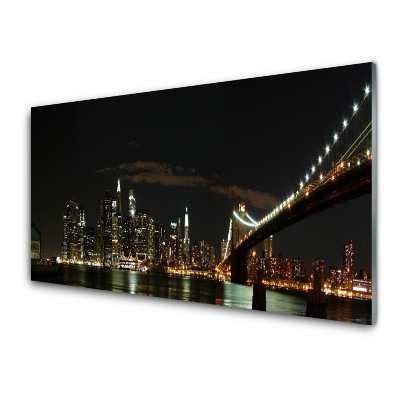 Skleneny obraz Most a mesto v noci