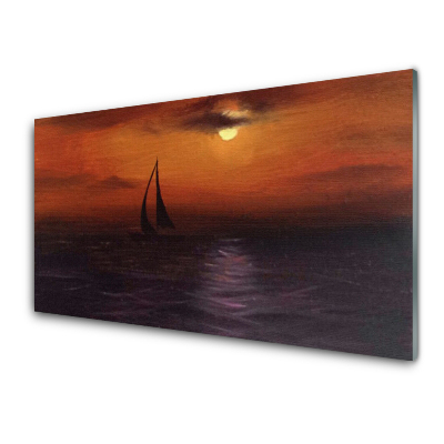 Obraz na skle Plachetnica na vode Západ