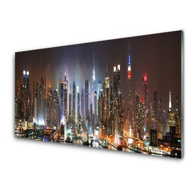 Sklenený obraz Mrakodrapy v noci