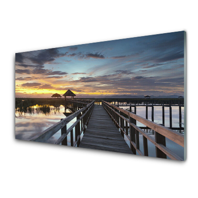 Skleneny obraz Most na vodnej oblohe