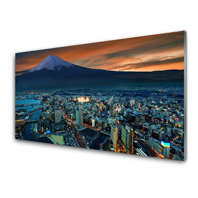 Skleneny obraz Centrum mesta a vrchol hory