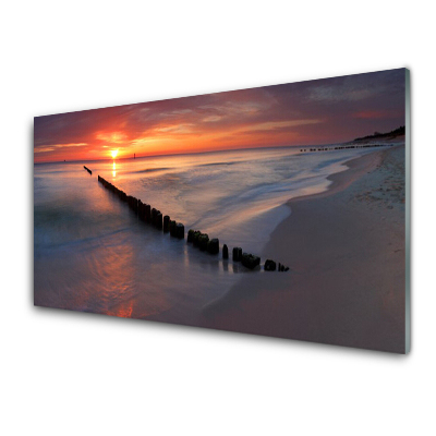 Obraz na skle Plážové pobrežie západ slnka