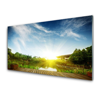 Skleneny obraz Východ slnka nad jazerom