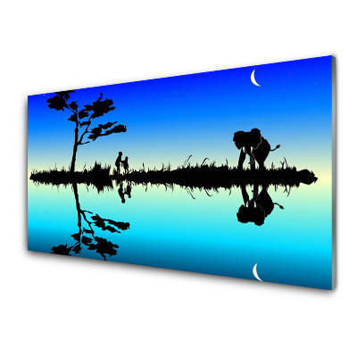 Sklenený obraz Kresba slnka a mesiaca