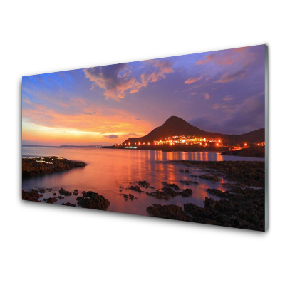 Sklenený obraz Nábrežie vo večernom svetle